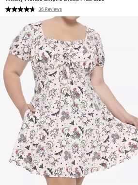 Hot Topic Plus Size Pink Lunar & Floral Tie-Front Dress